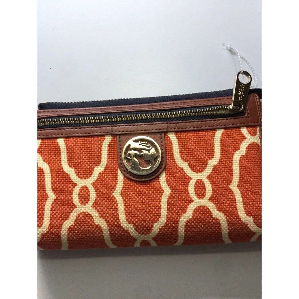 SPARTINA LEATHER TRIM WALLET zip pocket orange ivo
